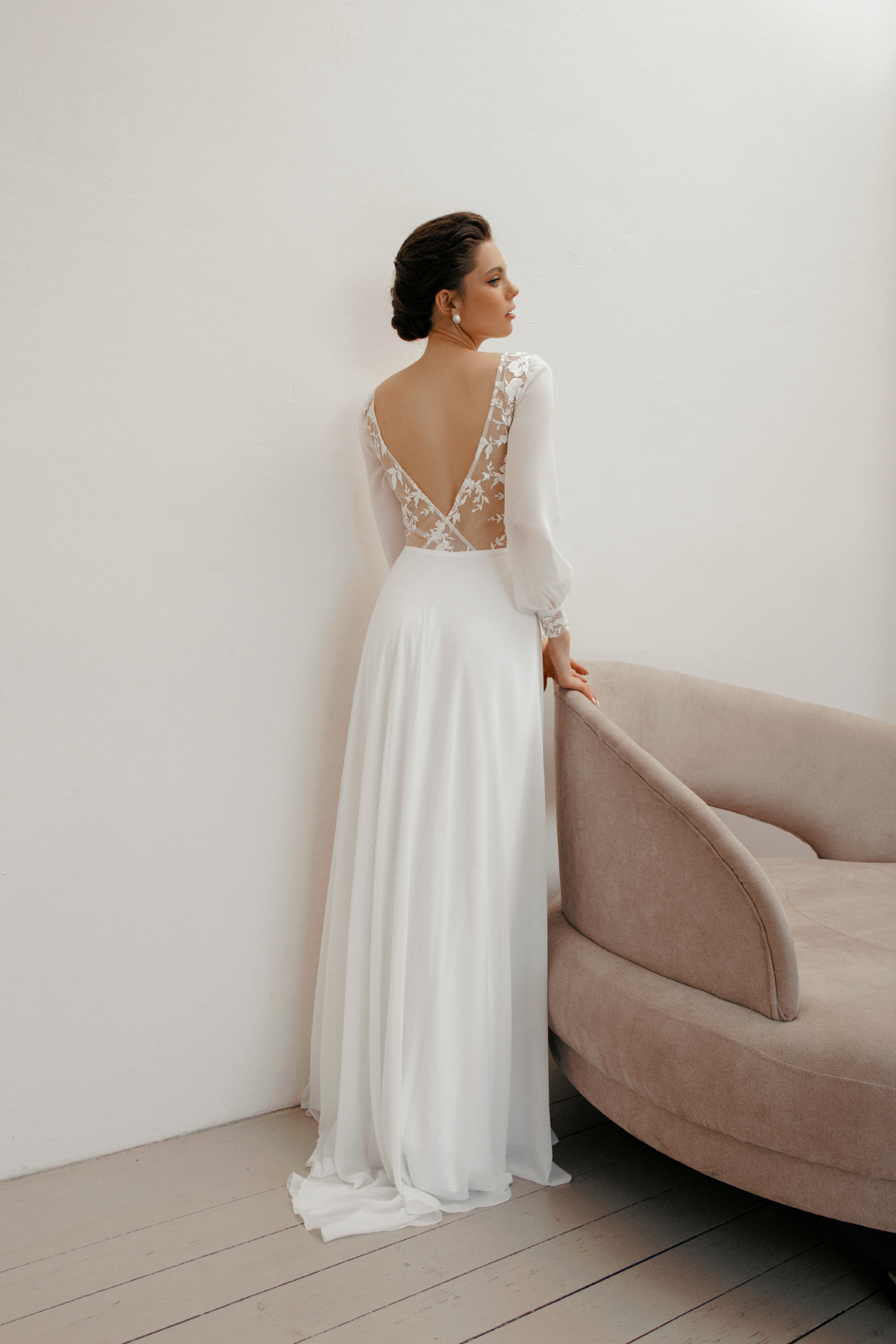 Minimalist long sleeve wedding dress